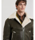 Faux-leather jacket with shearling