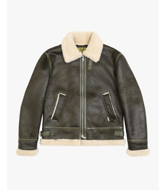 Faux-leather jacket with shearling