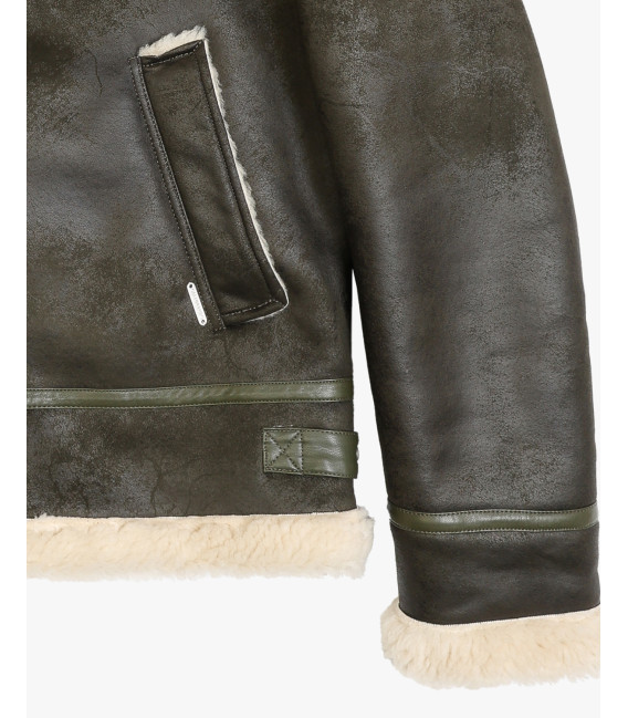 Faux-leather jacket with shearling