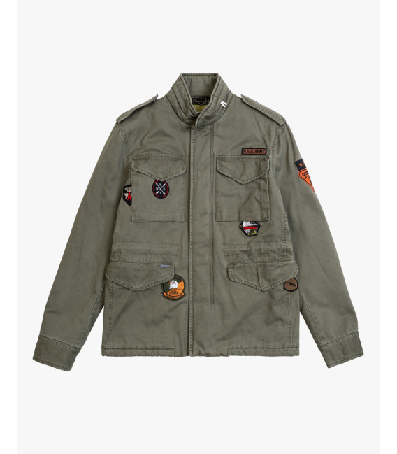 Military jacket with applied patches