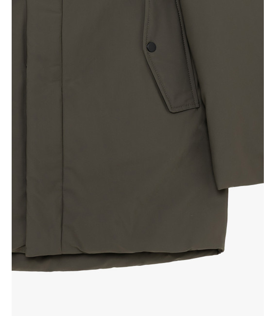 Tech fabric parka with hood