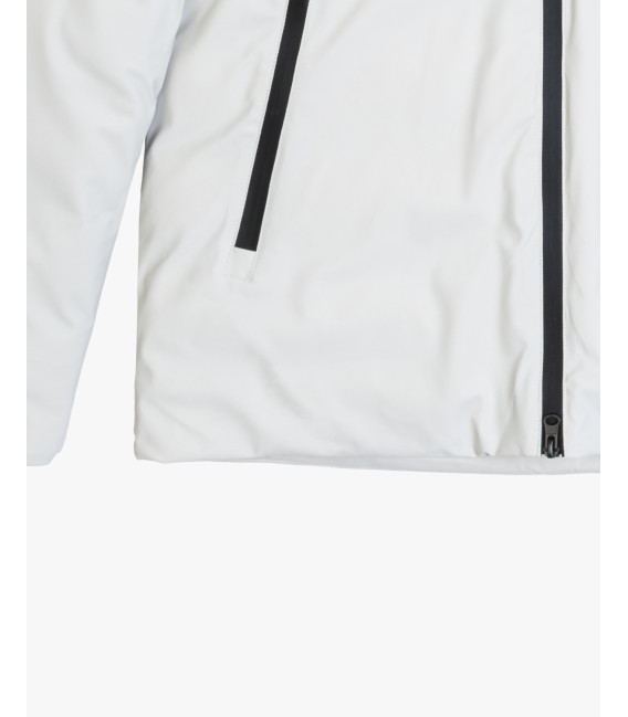 Tech fabric parka with hood and zip pockets