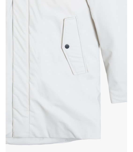 Tech fabric parka with hood