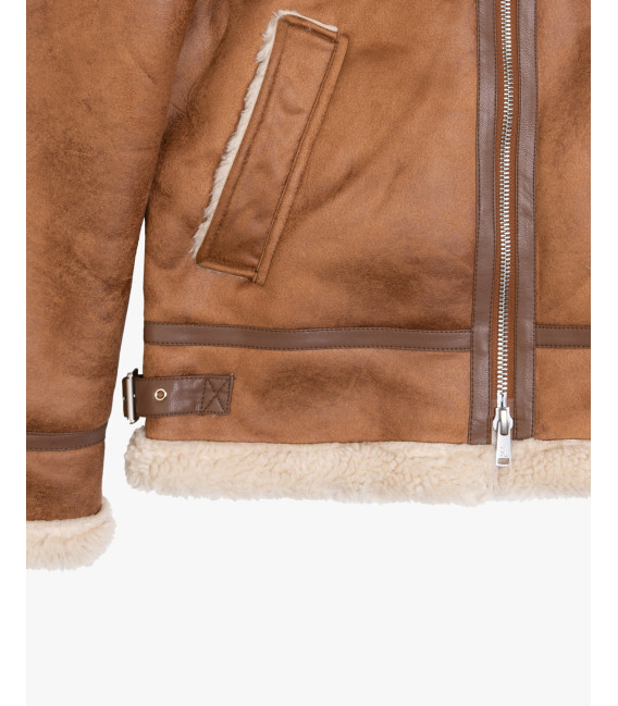 Faux-leather jacket with shearling