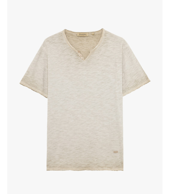 T-shirt collo marocchino con bottoni