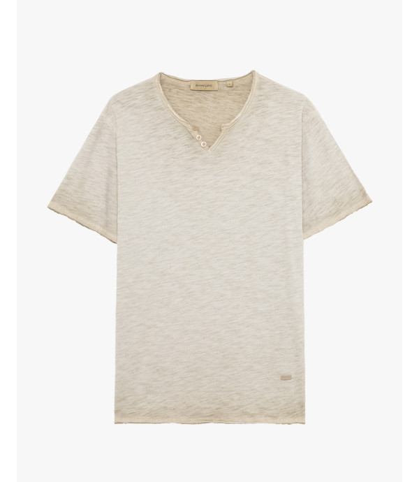 T-shirt collo marocchino con bottoni