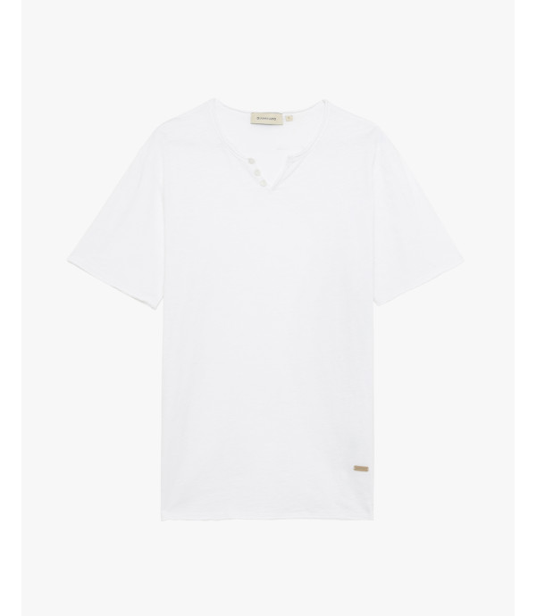 T-shirt collo marocchino con bottoni