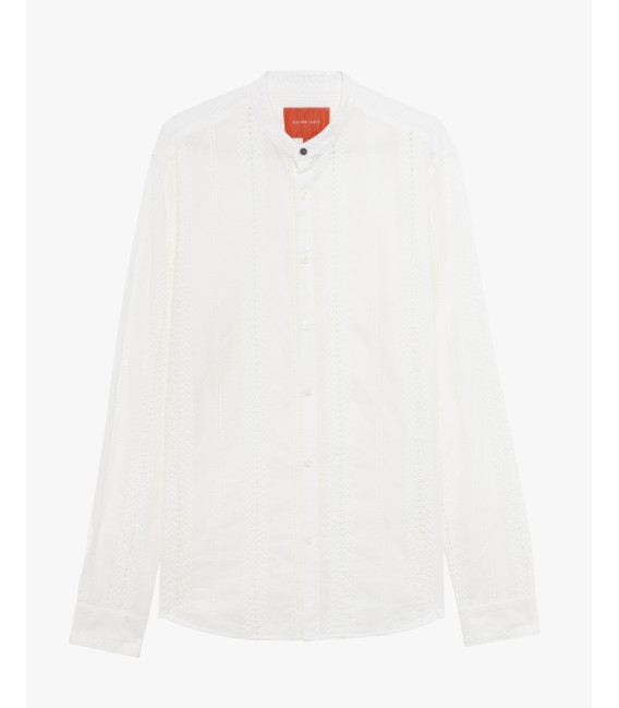 Camicia manica lunga in tessuto traforato