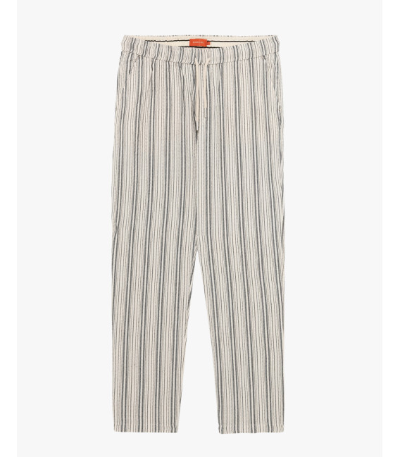 Relaxed-fit linen-blend striped trousers