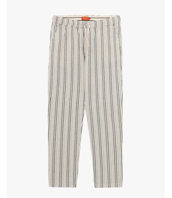 Relaxed-fit linen-blend striped trousers
