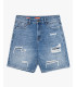 Bermuda in denim con rotture