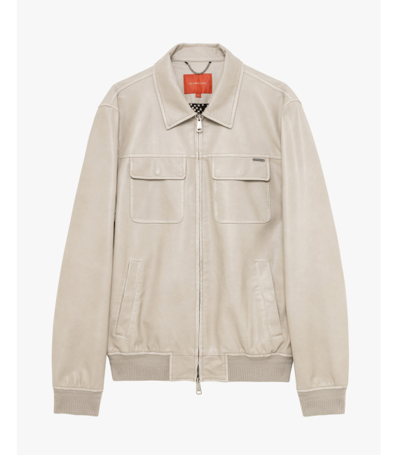 Faux-leather jacket with pockets