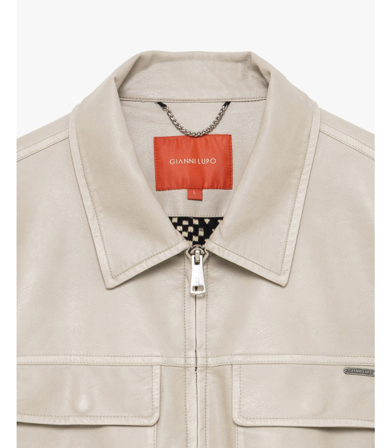 Faux-leather jacket with pockets
