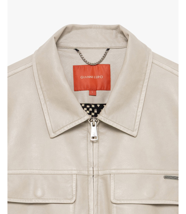 Faux-leather jacket with pockets