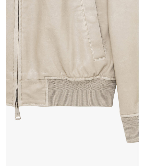 Faux-leather jacket with pockets