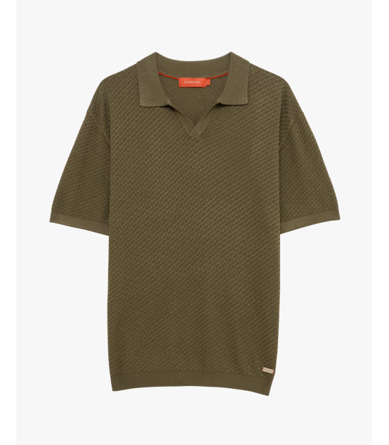 T-shirt polo in maglia con pattern in rilievo