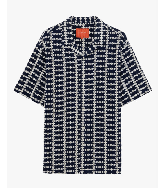 Short-sleeve shirt with embroidered pattern