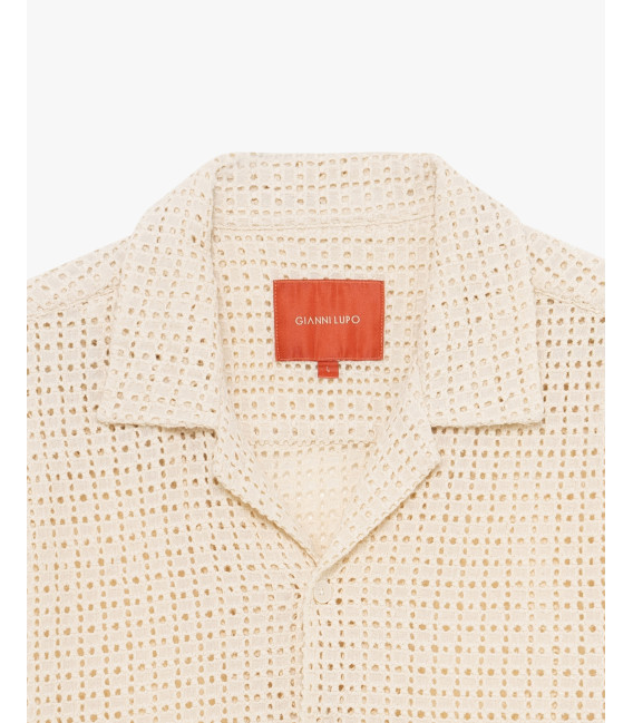 Short-sleeve shirt in openwork fabric