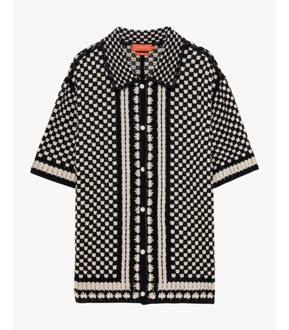 Camicia in maglia con motvo a contrasto