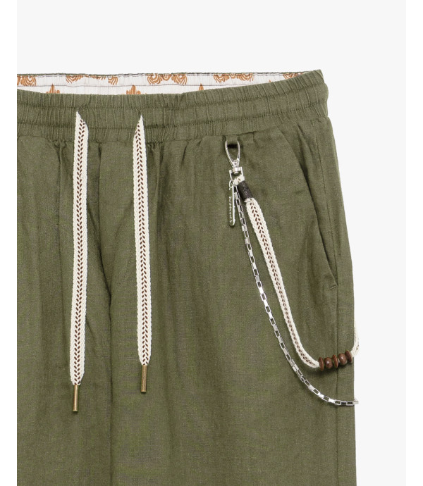 Pantaloni in lino con coulisse slim fit