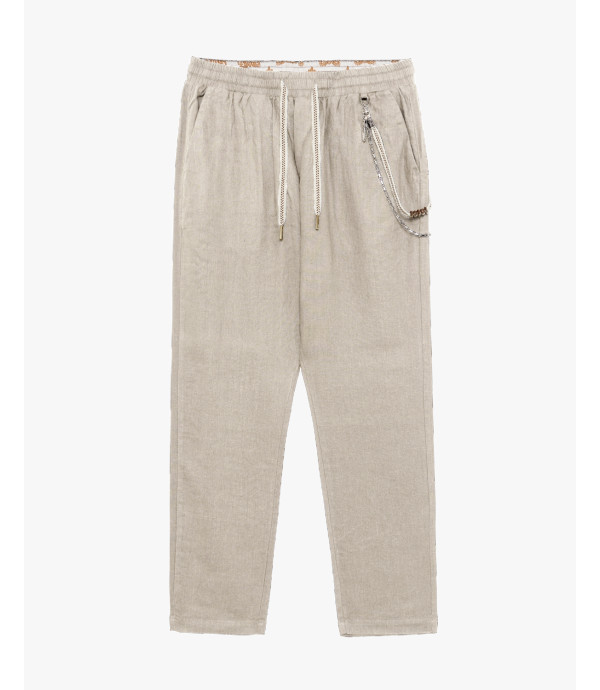 Pantaloni in lino con coulisse slim fit
