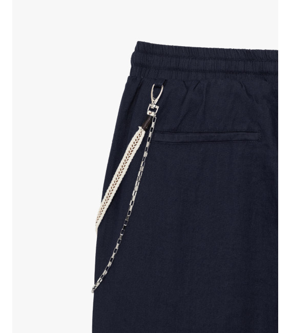 Pantaloni in lino con coulisse slim fit