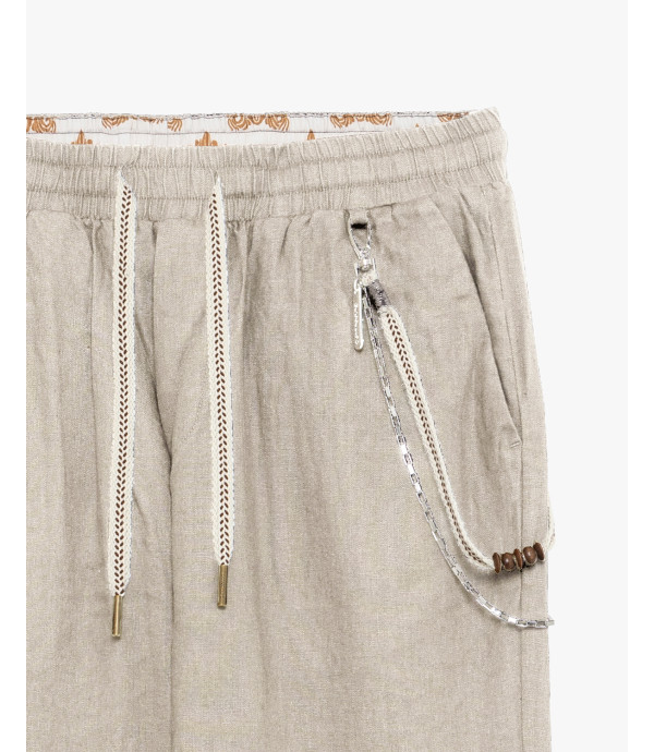 Pantaloni in lino con coulisse slim fit