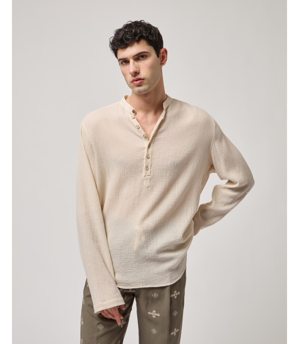 Mandarin-collar shirt