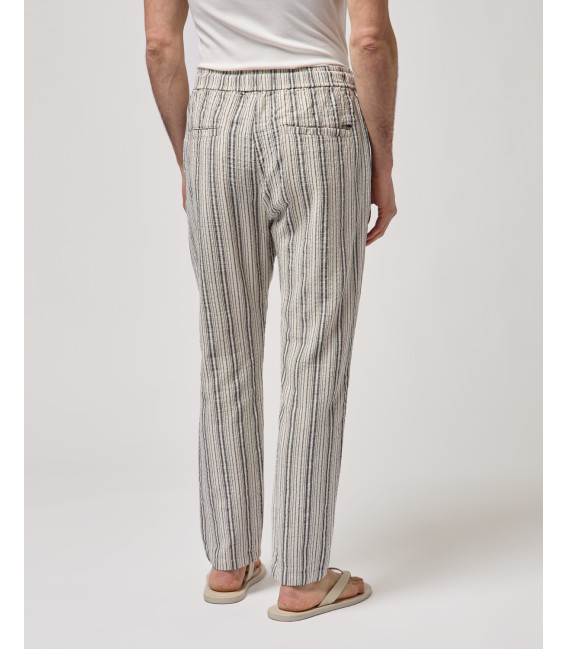 Relaxed-fit linen-blend striped trousers