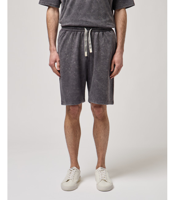 Cold-dyed fleece bermuda shorts