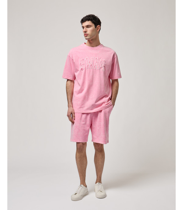 Cold-dyed fleece bermuda shorts