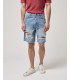 Bermuda in denim con abrasioni