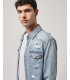 Light-wash denim shirt with distressed details