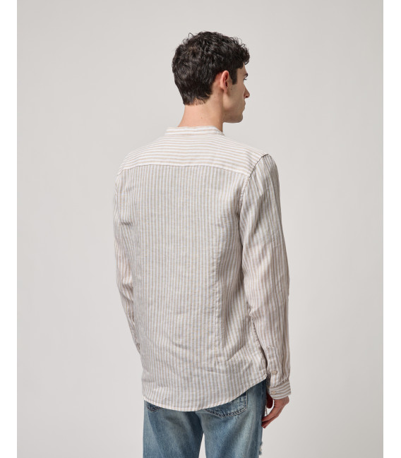 Striped mandarin linen shirt