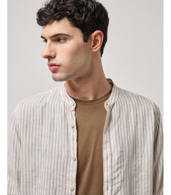Striped mandarin linen shirt