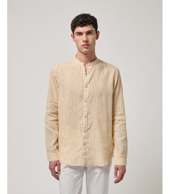 Striped mandarin linen shirt