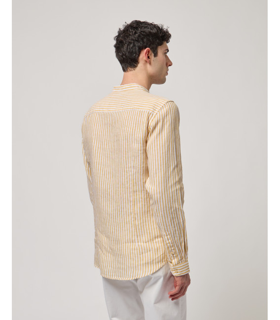 Striped mandarin linen shirt