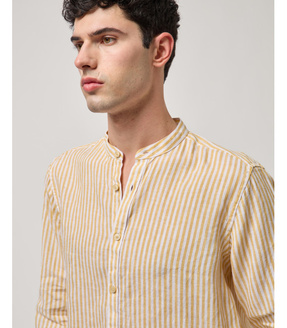 Striped mandarin linen shirt