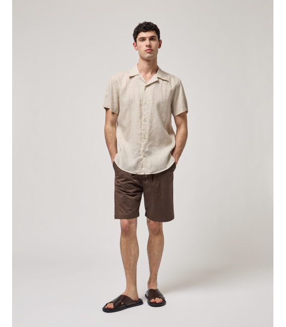 Linen blend bowling shirt