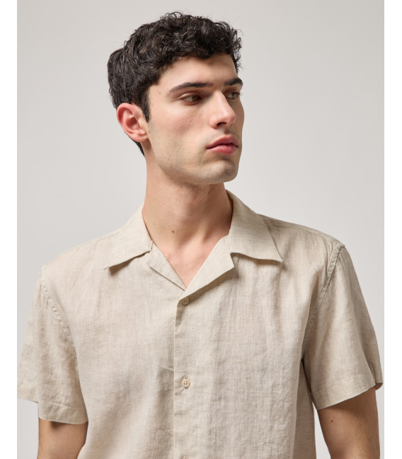 Linen blend bowling shirt
