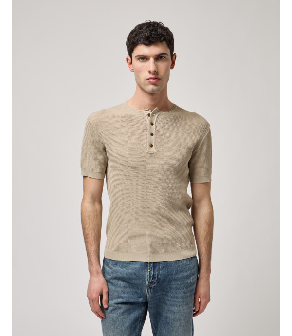 Knitted henley T-shirt