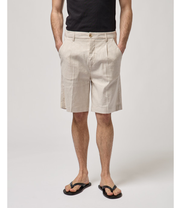 Linen-blend bermuda shorts