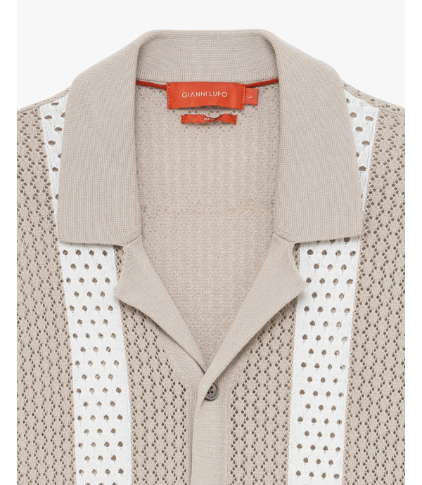 Openwork knit shirt