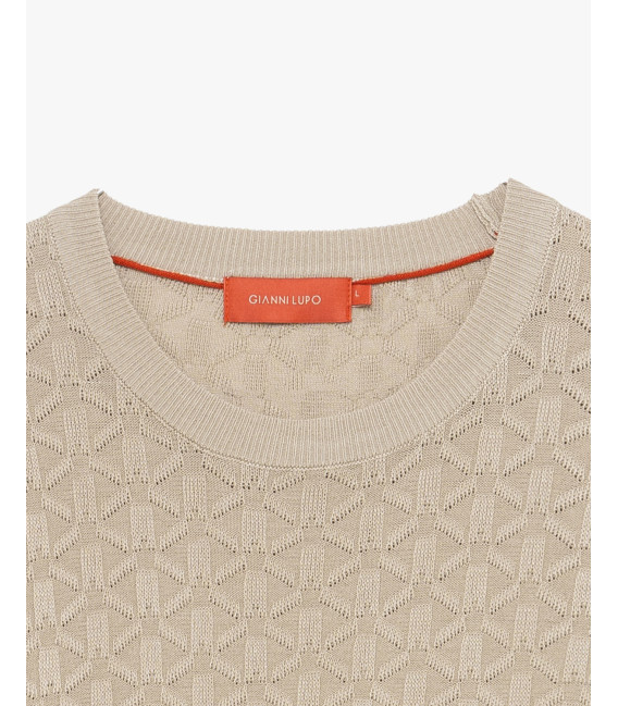 T-shirt in maglia con pattern in rilievo