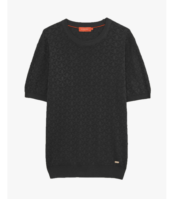 T-shirt in maglia con pattern in rilievo