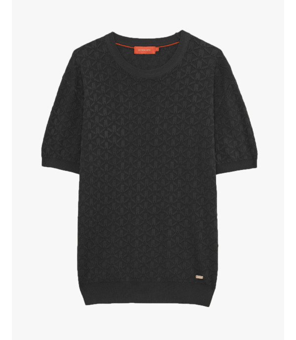 T-shirt in maglia con pattern in rilievo
