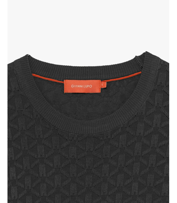 T-shirt in maglia con pattern in rilievo