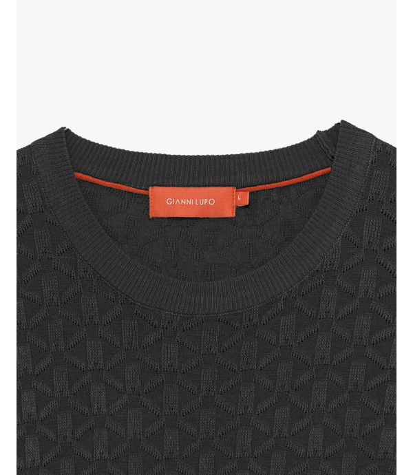 T-shirt in maglia con pattern in rilievo