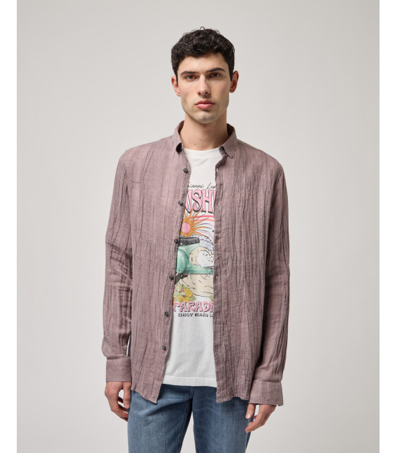 Crumpled-fabric shirt