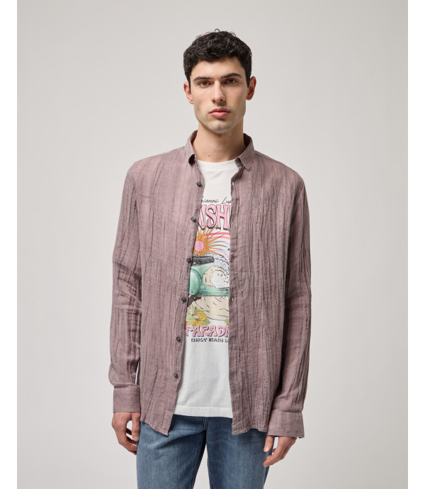 Crumpled-fabric shirt